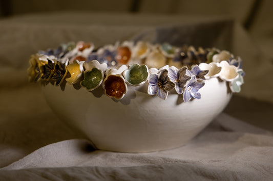 Centro de mesa com coroa de flores